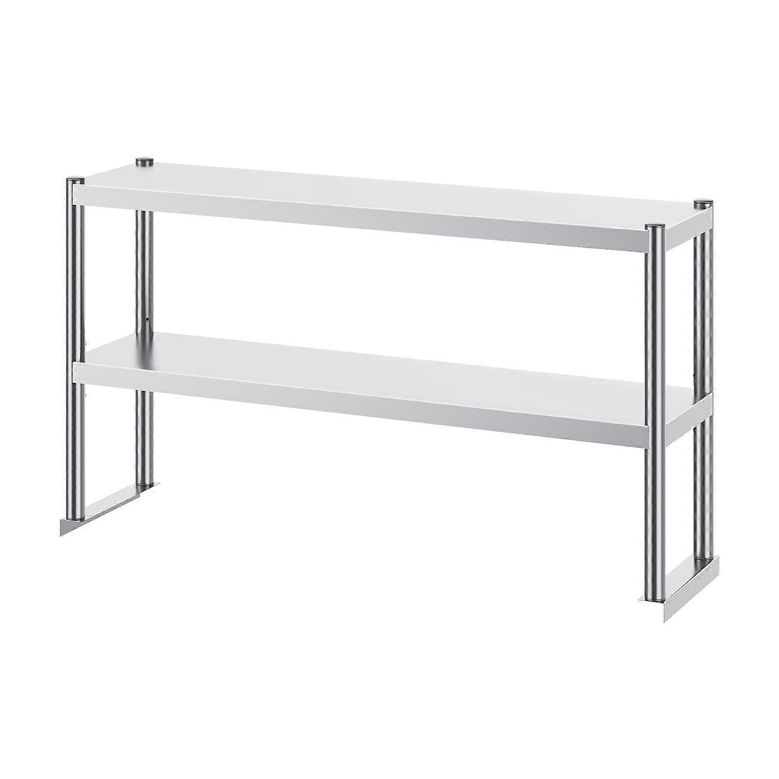 Double Overshelf, 12 x 72 Inch Double Deck Overshelf, Height Adjustable Overshelf Prep Work Table for Kitchen, Restaurant and Workshop