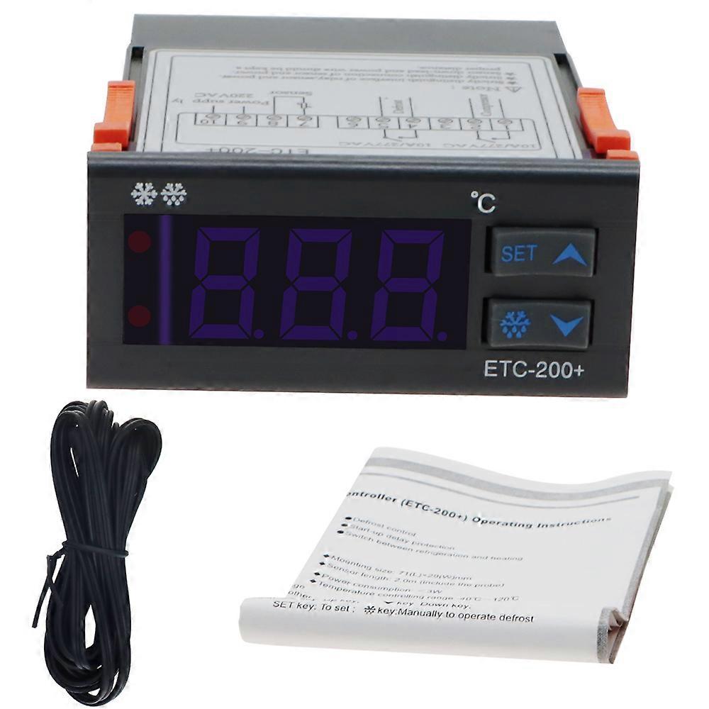 ETC-200+ Temperature Controller Microcomputer Digital Thermostat Mini Temp Control Refrigeration Defrosting Alarm 220V