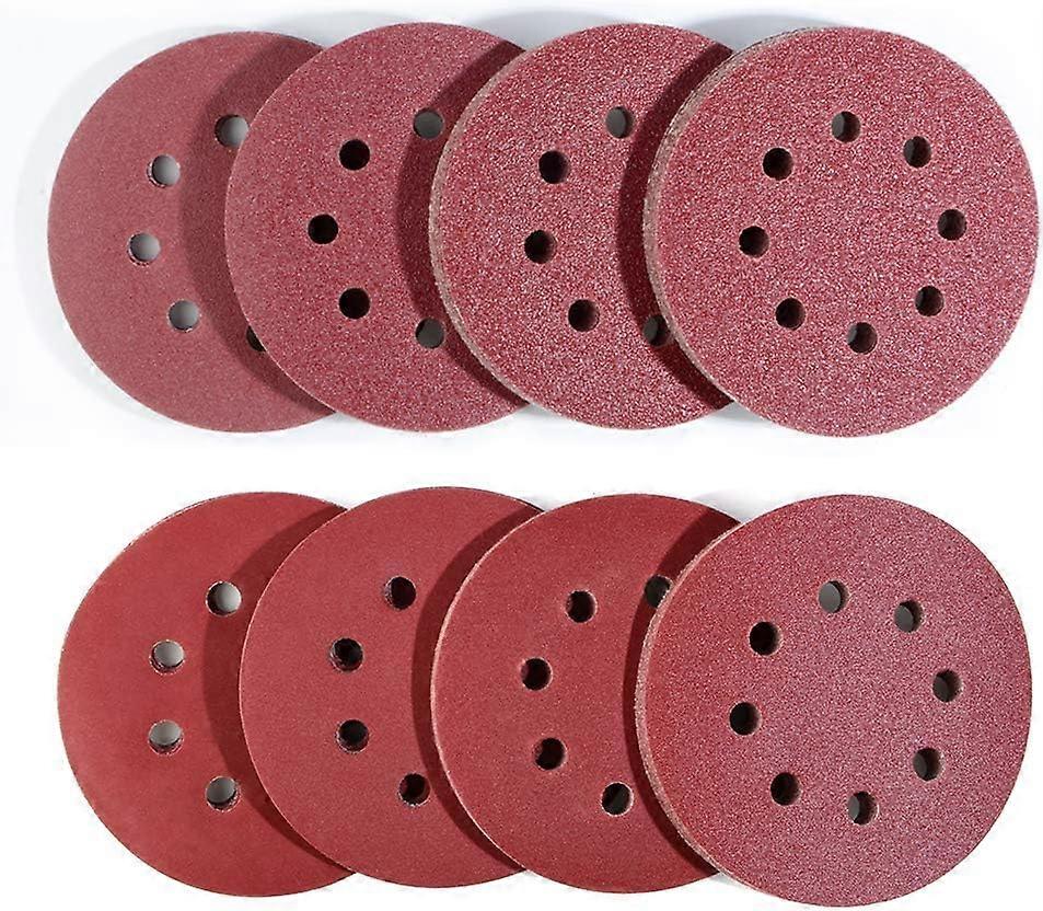 80 pieces of 125mm hook and loop sanding discs for random orbital sanders, 8-hole round sanding discs, 125mm hook and loop for random orbital sander