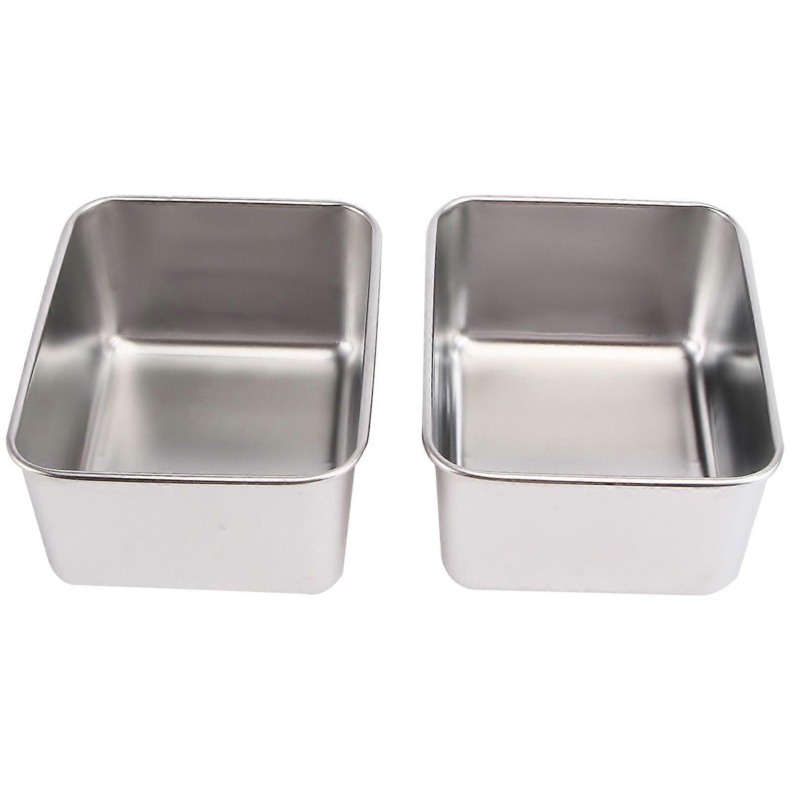 2 Pcs Stainless Steel Square Box Loaf Bread Food Container Bread Storage Box Rectangular Loaf Pan Kitchen Supply