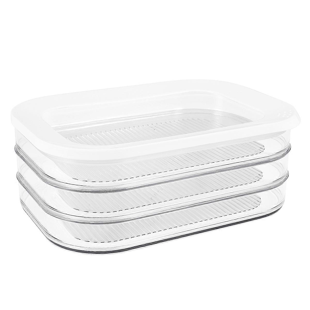 1 with 3 Tier Meat Block Storage Box Refrigerator Container, 1.6L