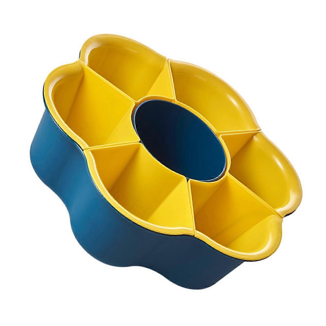 Vegetable Fruit Drain Basket with Rotatable DoubleLayer Design and NonSlip Base, Classic Blue