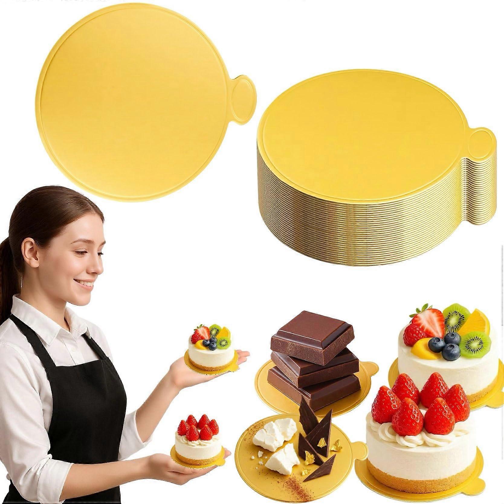 30 Pcs 3.14 Inch Mini Cake Stand with Gold Cake Board for Elegant Dessert Display Parties
