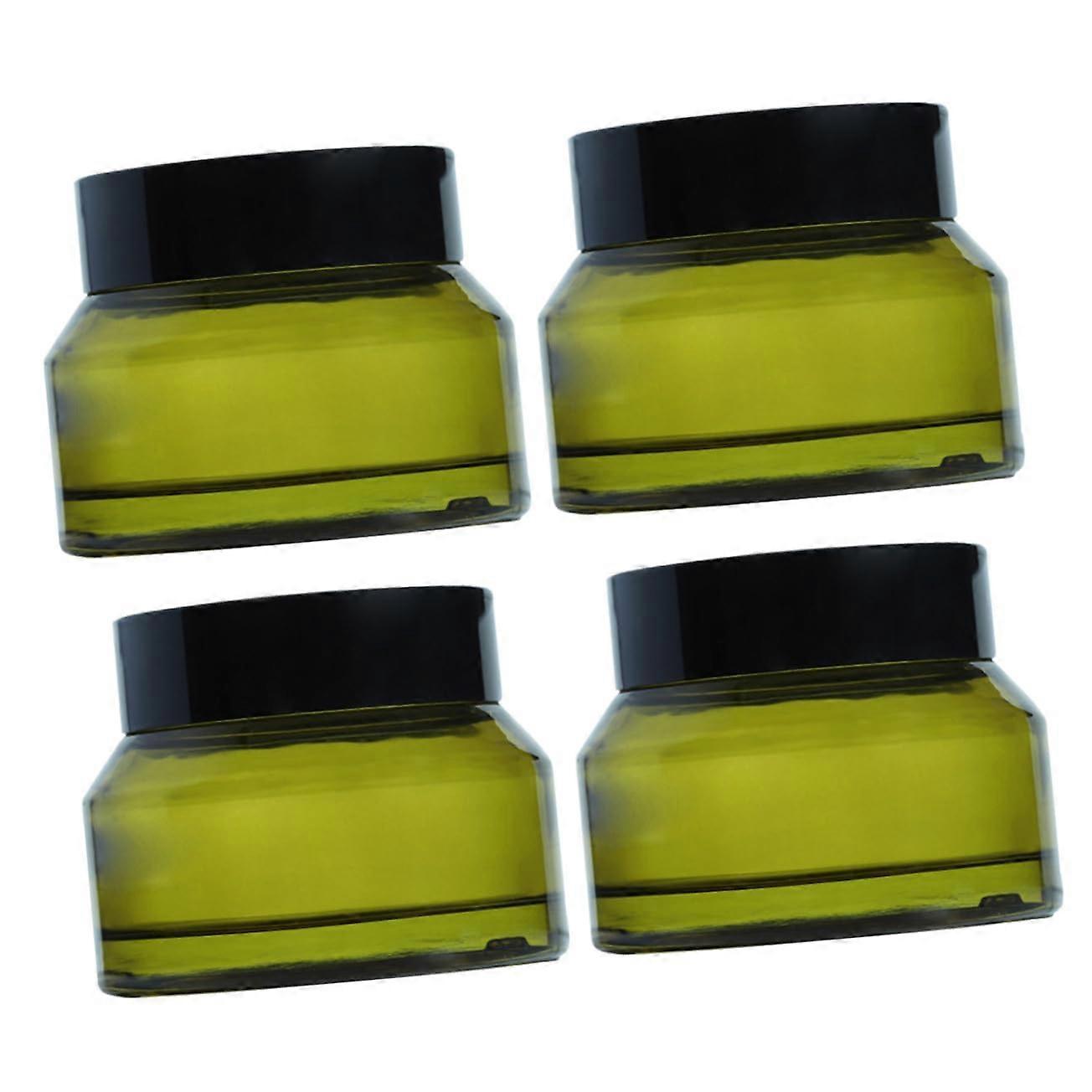 Travel Cosmetic Containers Set, LeakProof Glass Cream Jars with Lids, Compact Refillable Design