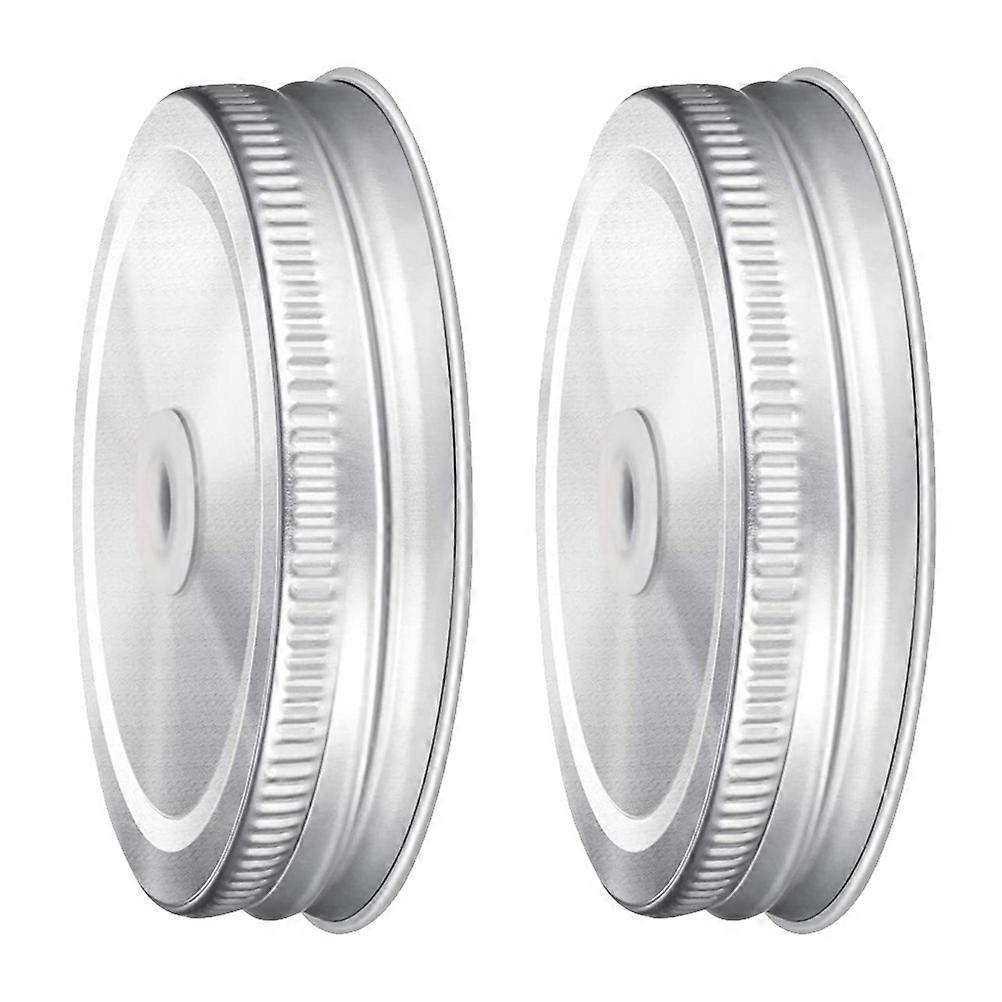 2 Stück Edelstahl-Einmachglasdeckel mit Strohhalmlöchern