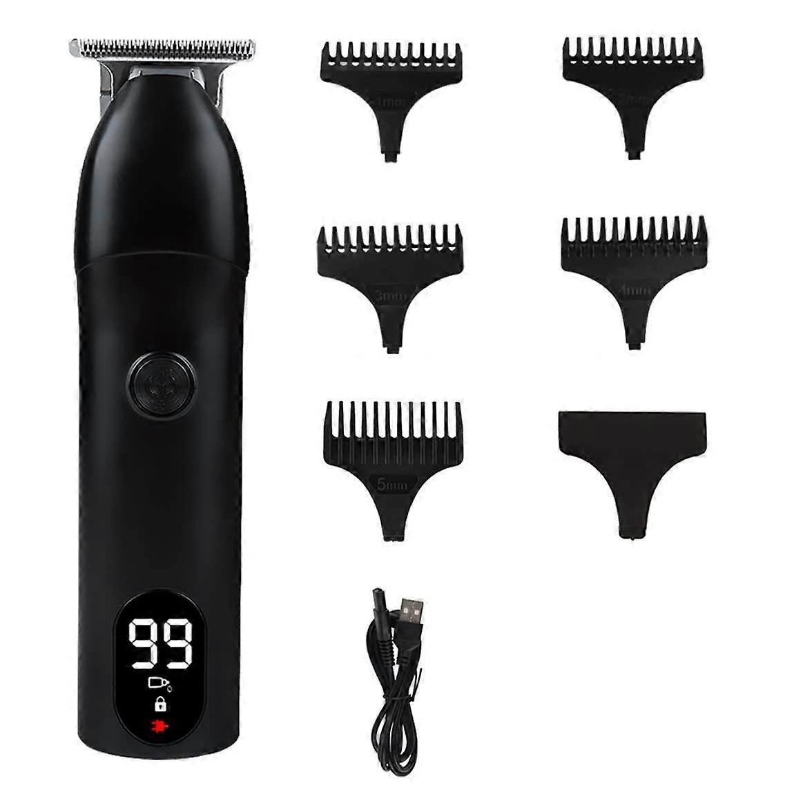 Hair Clippers for Men Cordless LCD Beard Trimmer with Precision Blades USB Fast Charging Black