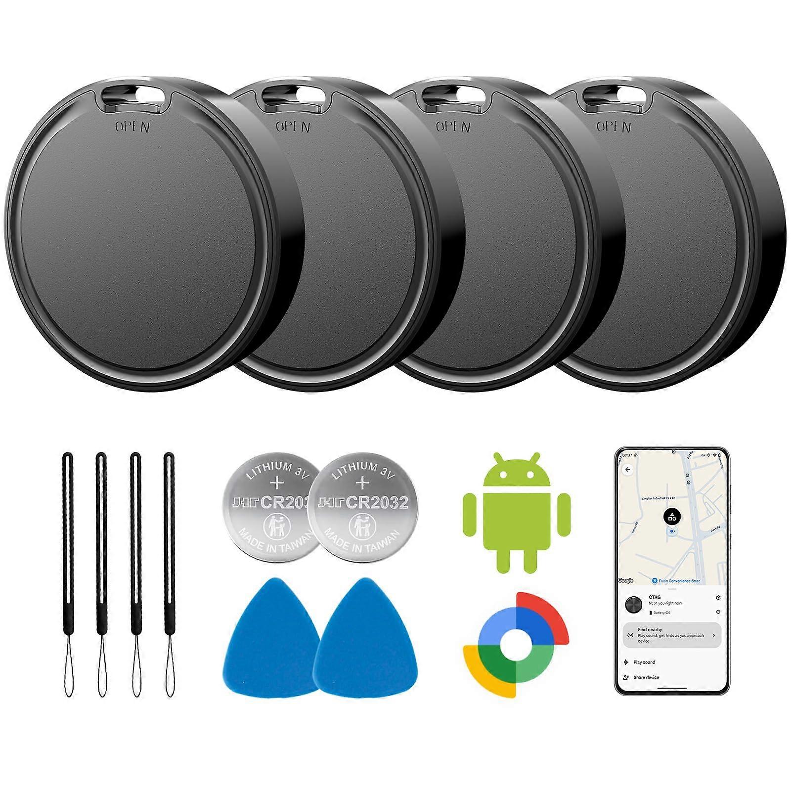 Bluetooth Tracker 4 Pack with Global Cloud Positioning, IP65 Waterproof, 2 Year Battery Life