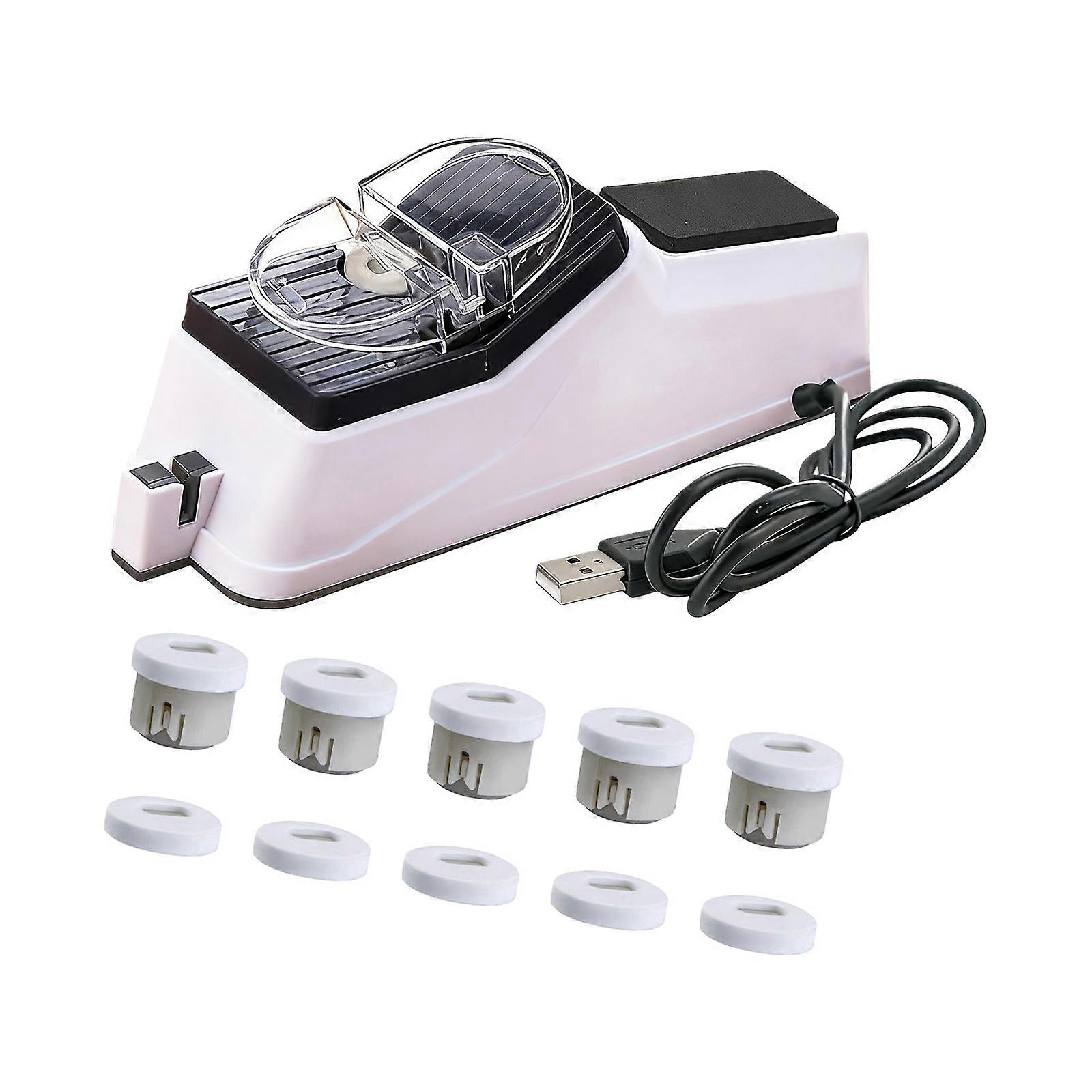 Automatic Blade Sharpener USB Electric Double Sided Scissors Sharpening Machine with Replacement Grinding Polishing Tool Multicolor
