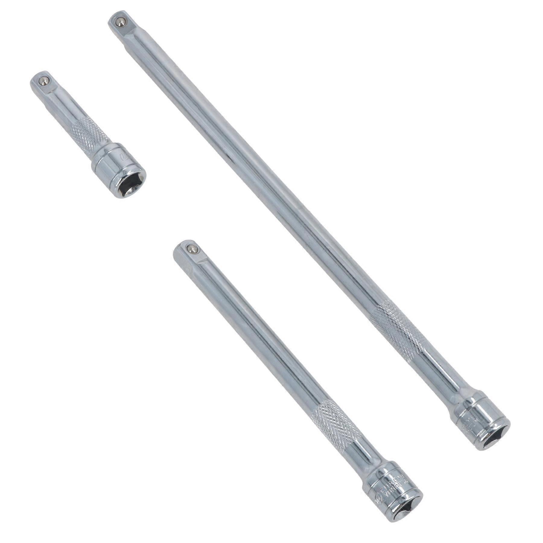 3/8" Drive Straight Socket Extension Bar Set 75mm 150mm + 250mm 3pc