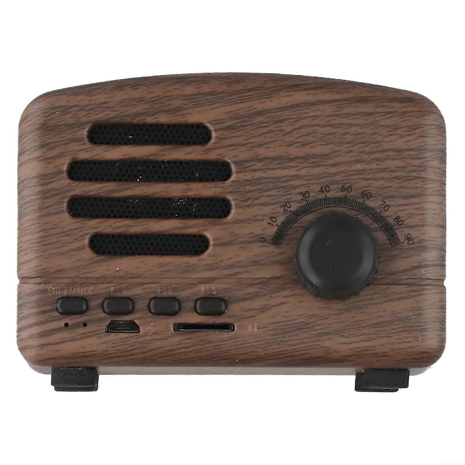 Portable Retro Speaker With FM Radio, TF Card Support, 3W Output, 56 Hours Playtime, Wood Color, Classic Design