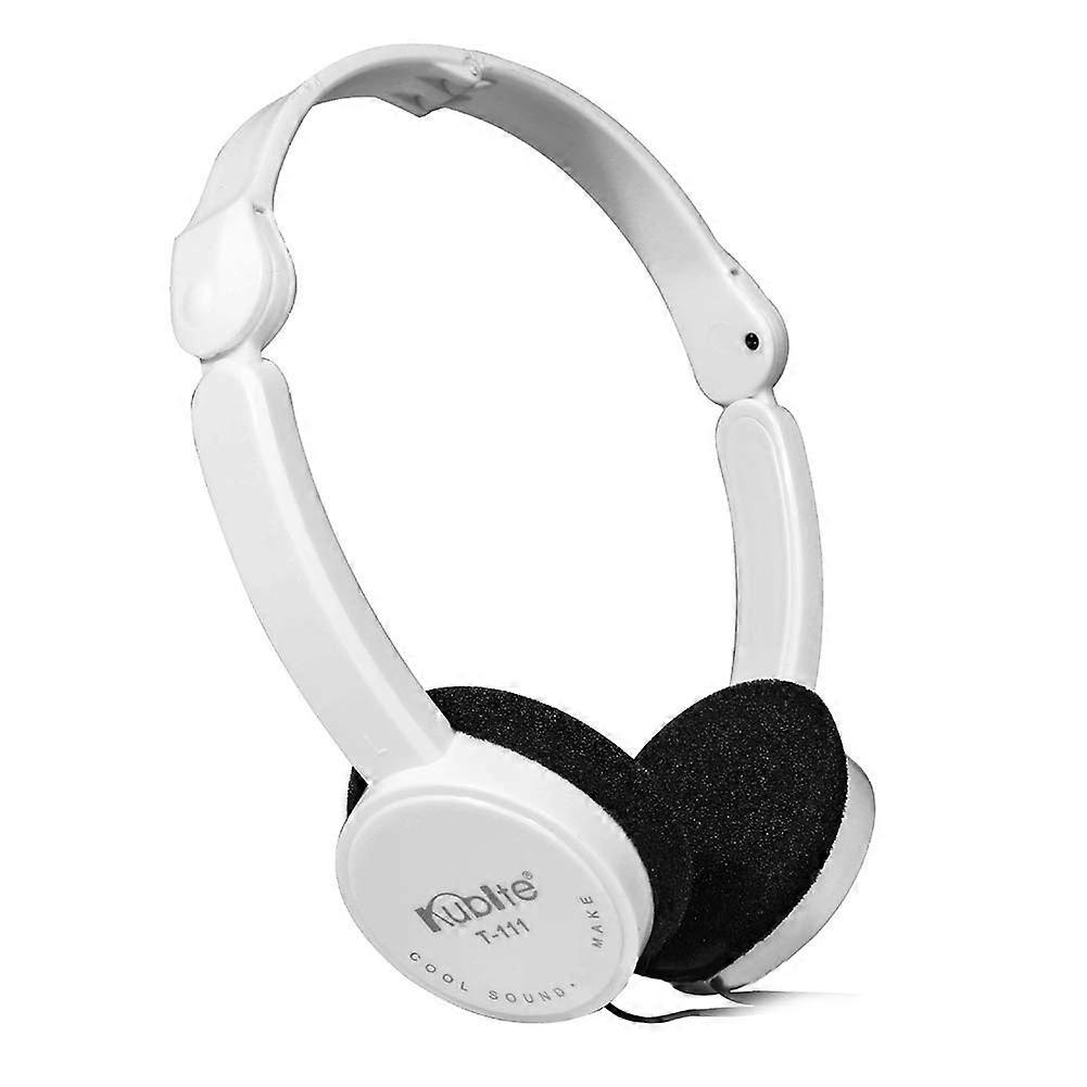 Retractable Foldable Overear Headphone Stereo Bass Wired Headset With Mic 3.5mm White for iPhone Android Tablet/TV