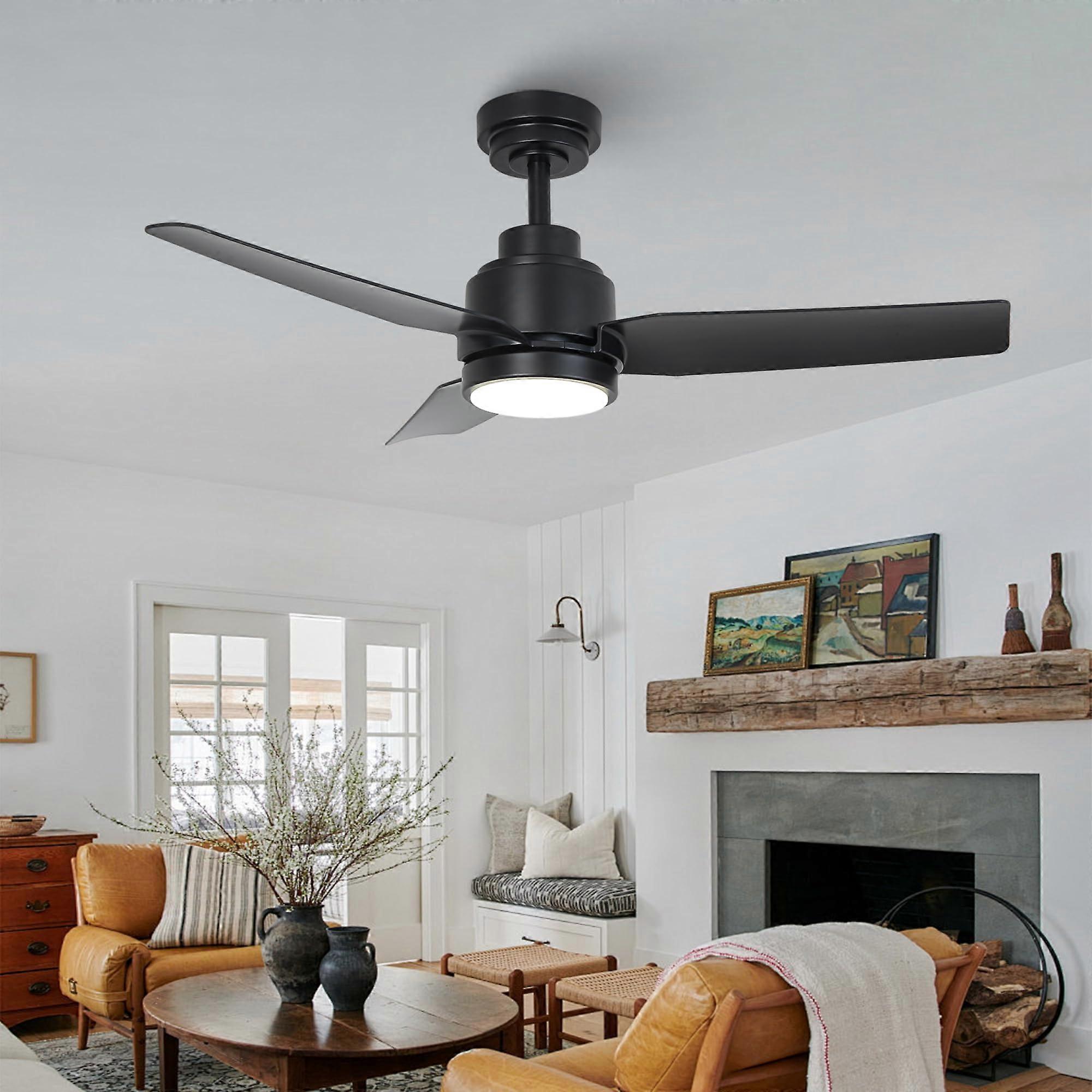 42' Smart Ceiling Fan with Remote and Light, Matte Black, Quiet DC Motor, Dimmable LED, APP Control