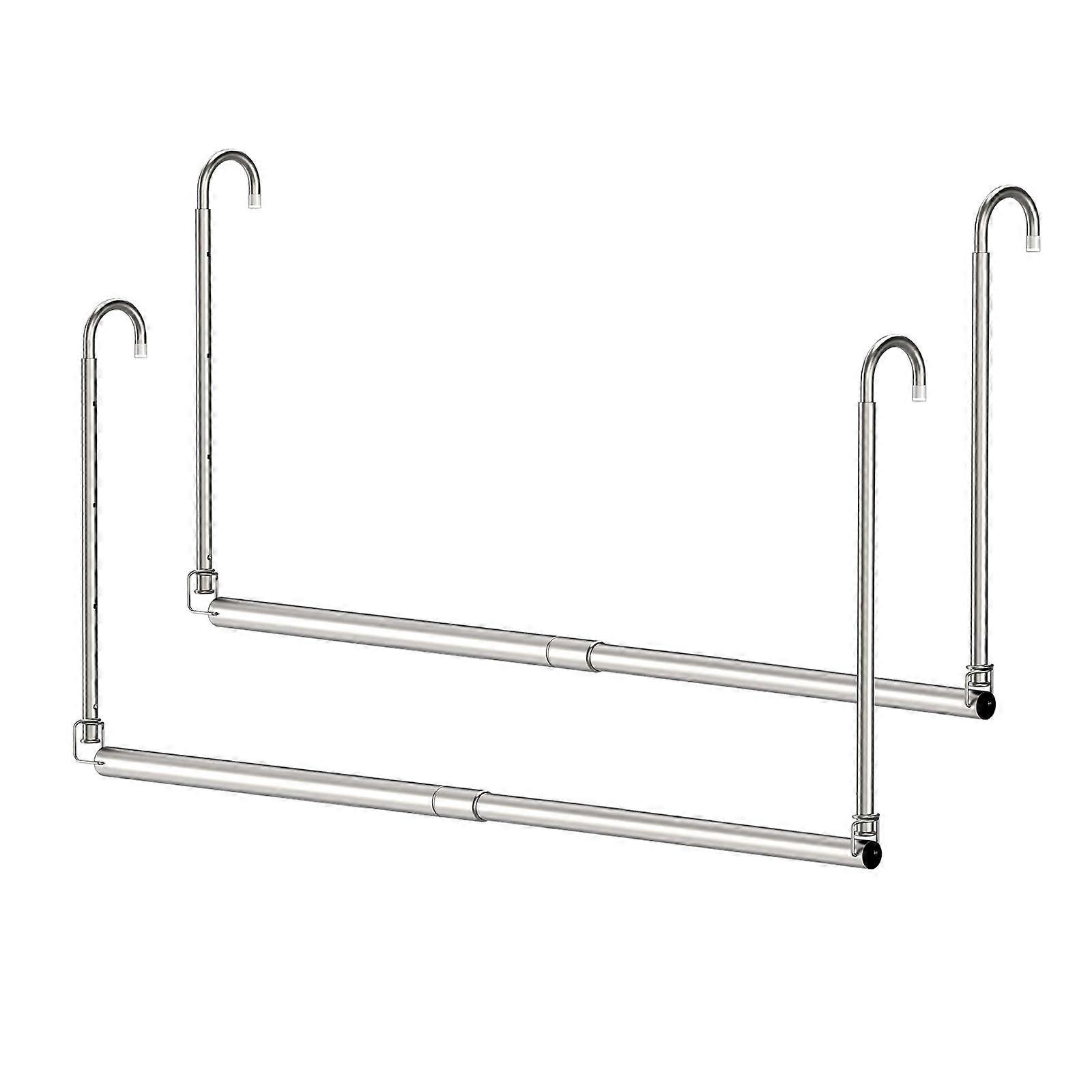 2 Pack Adjustable Stainless Steel Closet Rods, Extendable SpaceSaving Design for Hanging Clothes
