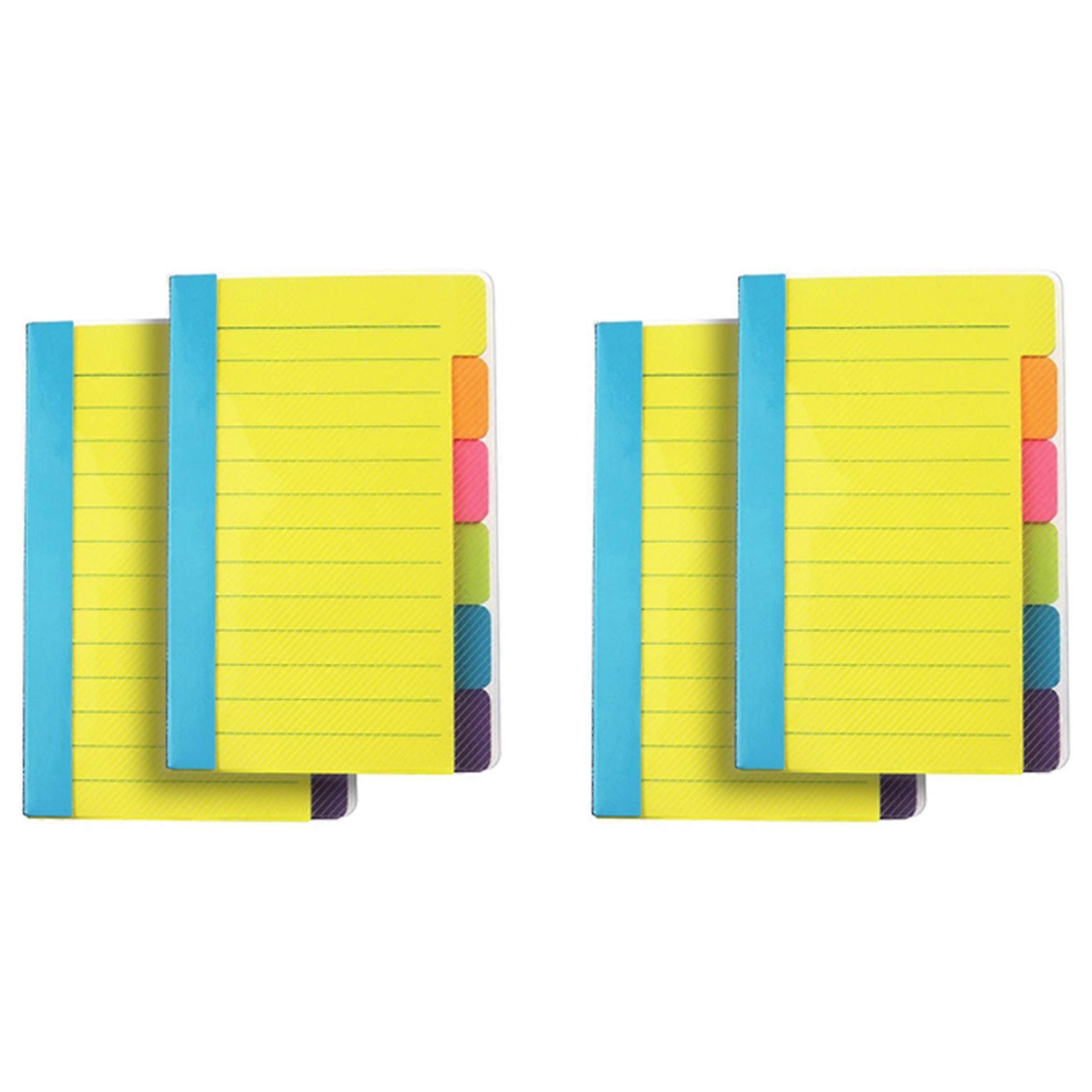 Sticky Notes Divider Sticky Notes Tabs ,Tabbed Self-Stick Lined Bright Colors Notepad, 4X6Inch,4 Pcs 120 Index Notes