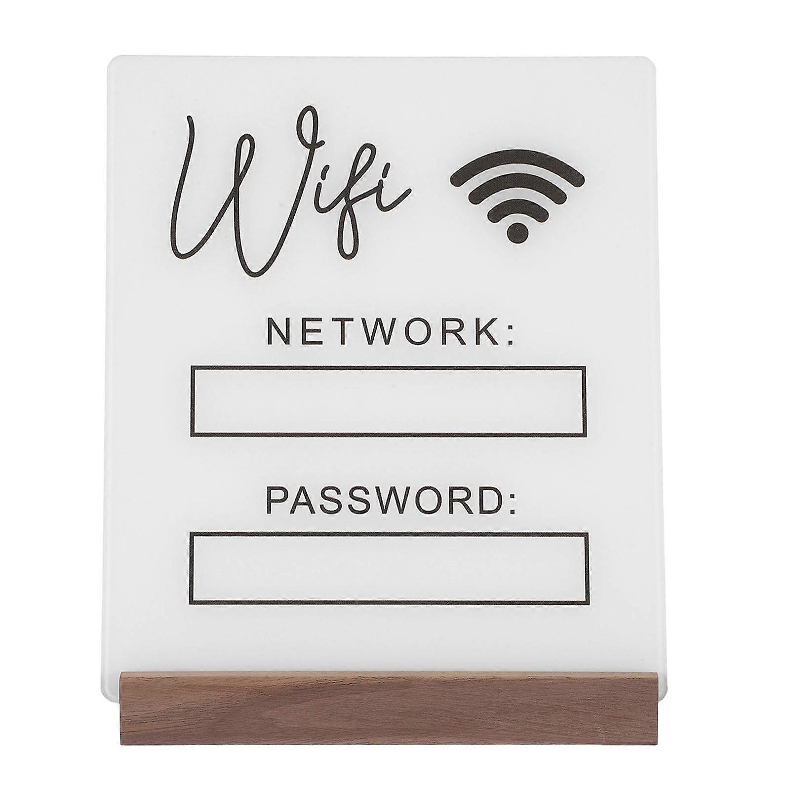 Wireless Network Sign Wooden Base WiFi Password Board Acrylic