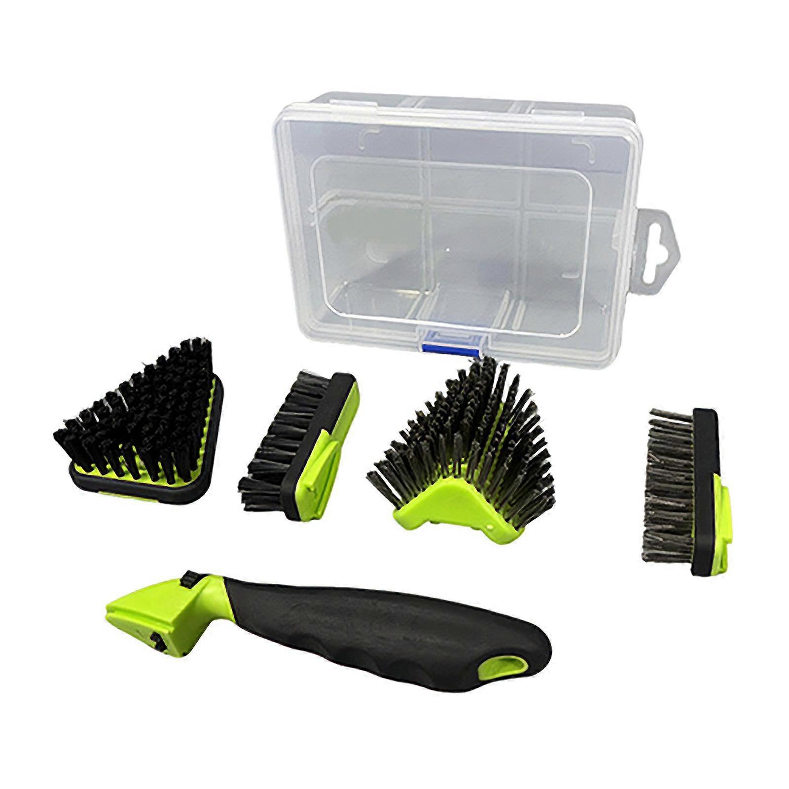 Multifunctional Cleaning Brush Set Featuring Changeable Heads Ergonomic Handle for Various Tasks Includes Storage Box Multicolor