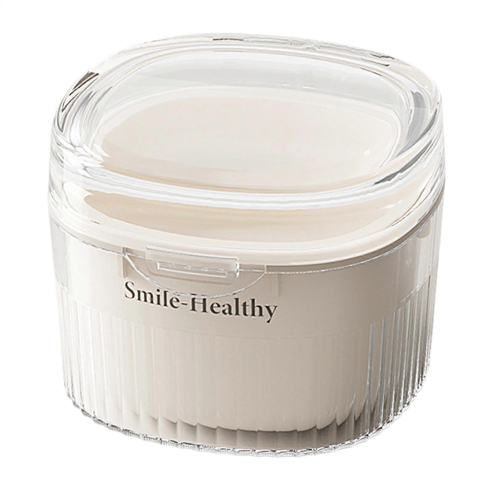 Denture Cleaning Box with Clear View and Drainage System, Medium False Teeth Container for Travel