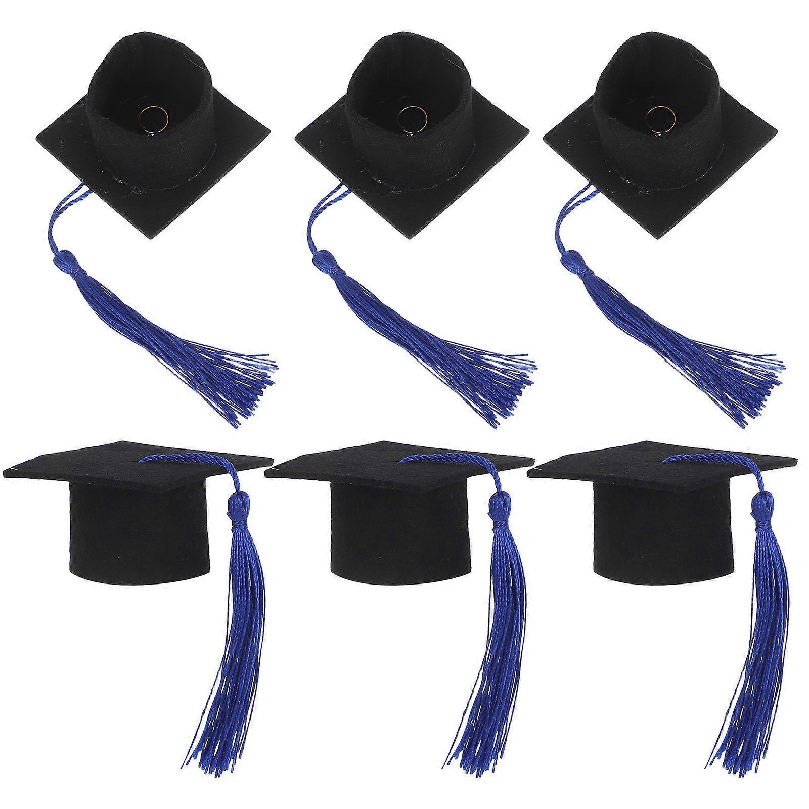 Mini Hat Cover Doctoral Hat Shape Decoration Graduation Theme Gift Packaging 5.5x5x3.2cm 6Pcs