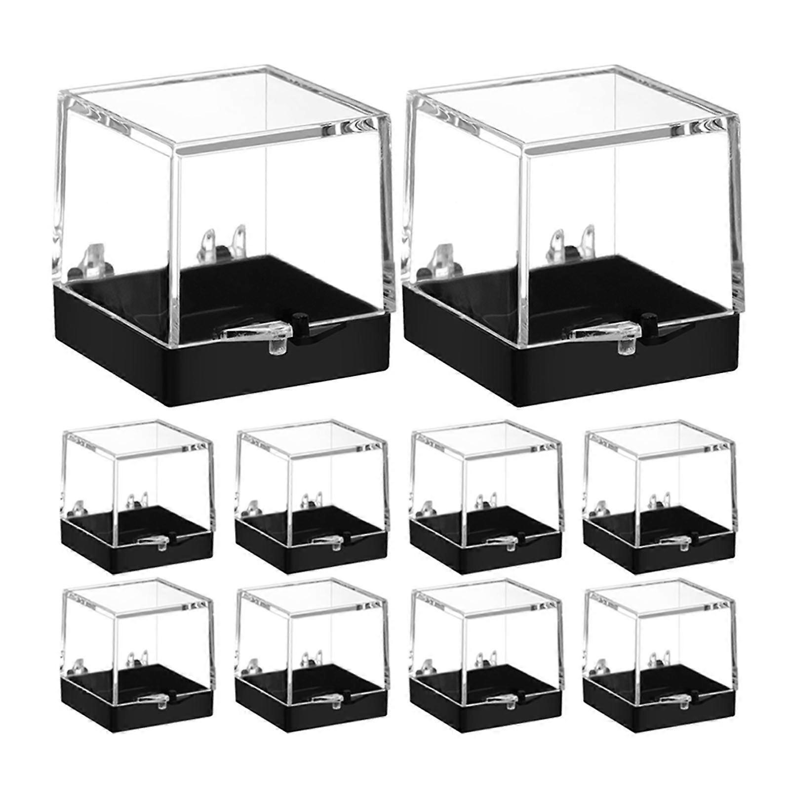 Plastic Crystal Square Stone Display Case for Storage 10Pcs Pack
