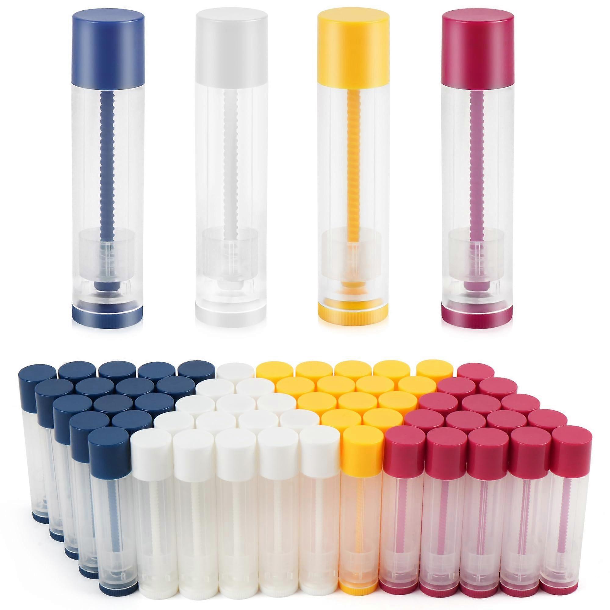 Lip Balm Tubes 60 Pack Empty 5.5ml Clear Containers with 4 Colored Caps BPA  Leak