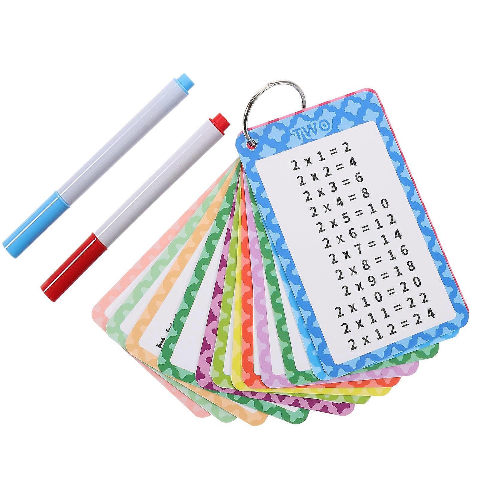 Multiplication Flashcards Math Learning Tool with 52Pcs and 2 Dry Erase Markers