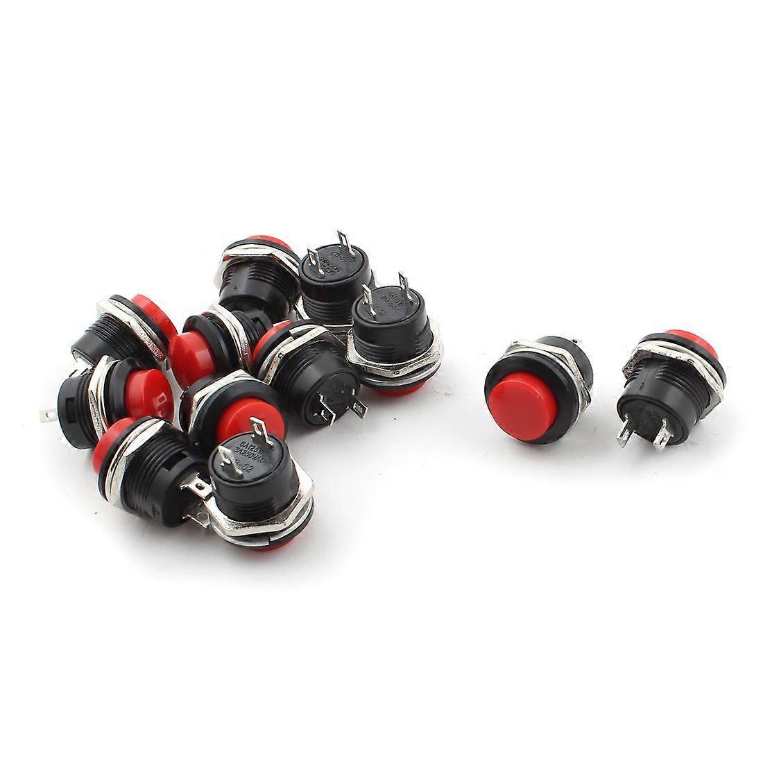 12pcs Momentary Push Button Switch AC 250V 3A 125V 6A SPST Power Control Black Red