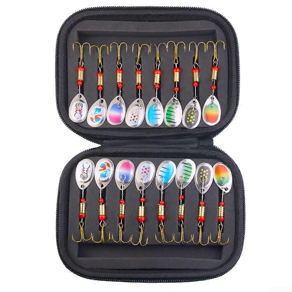Fishing Lures Spinner Baits 16pcs MultiColor Set with Flash Vibration for Pike Carp Freshwater