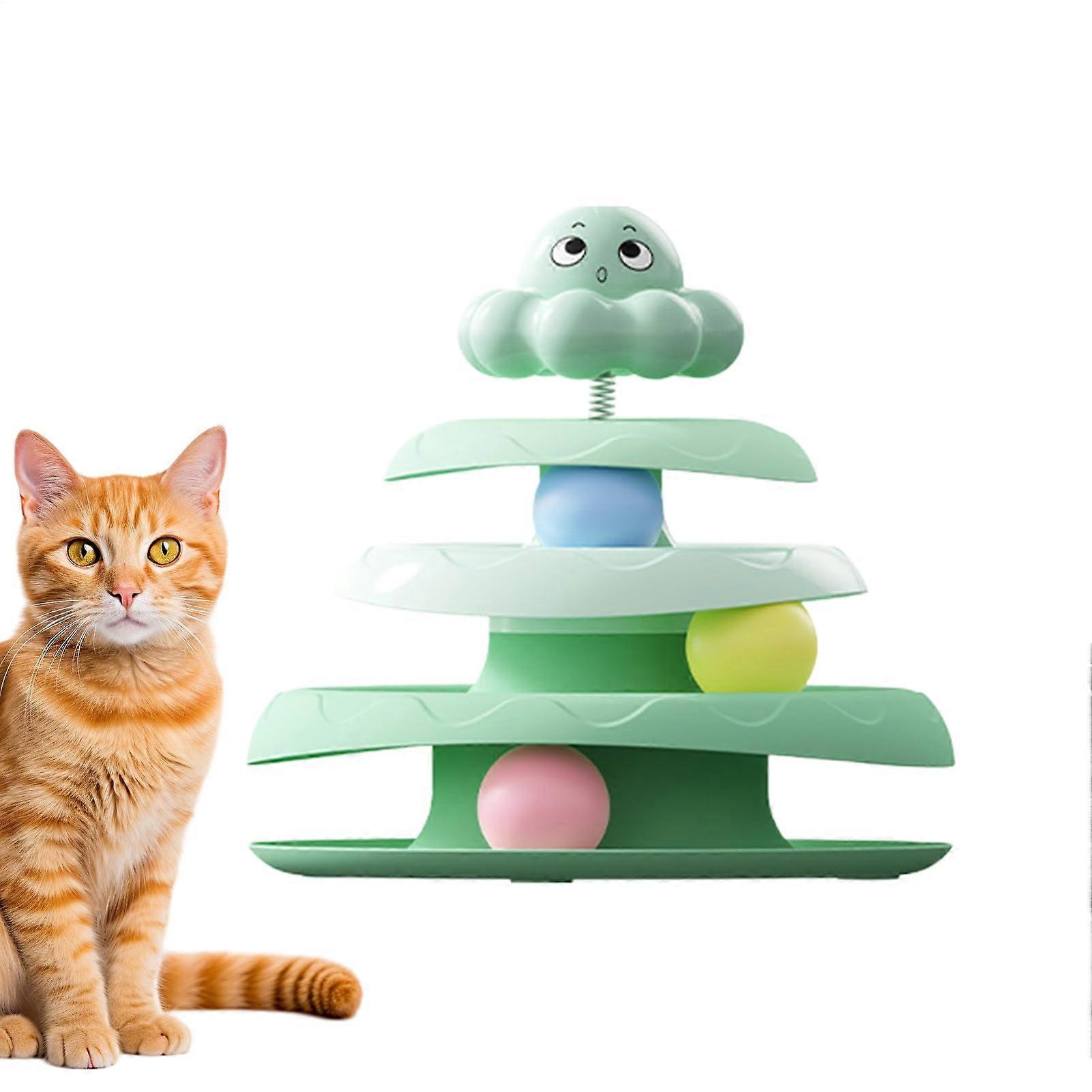 Cat Ball Track Toy with AntiSlip Base, 3 Layer Interactive Cat Toy Tower for Indoor Exercise