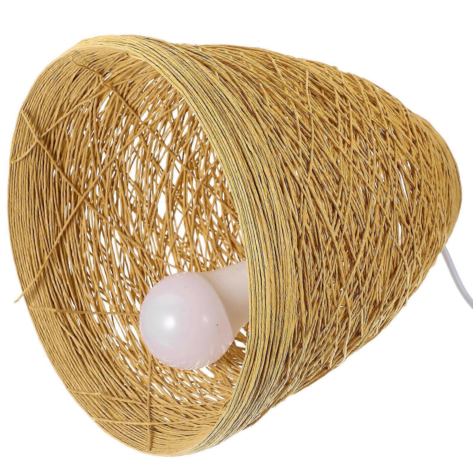 Khaki Bamboo Hanging Ceiling Light for Decor Single-Head Rattan Lantern