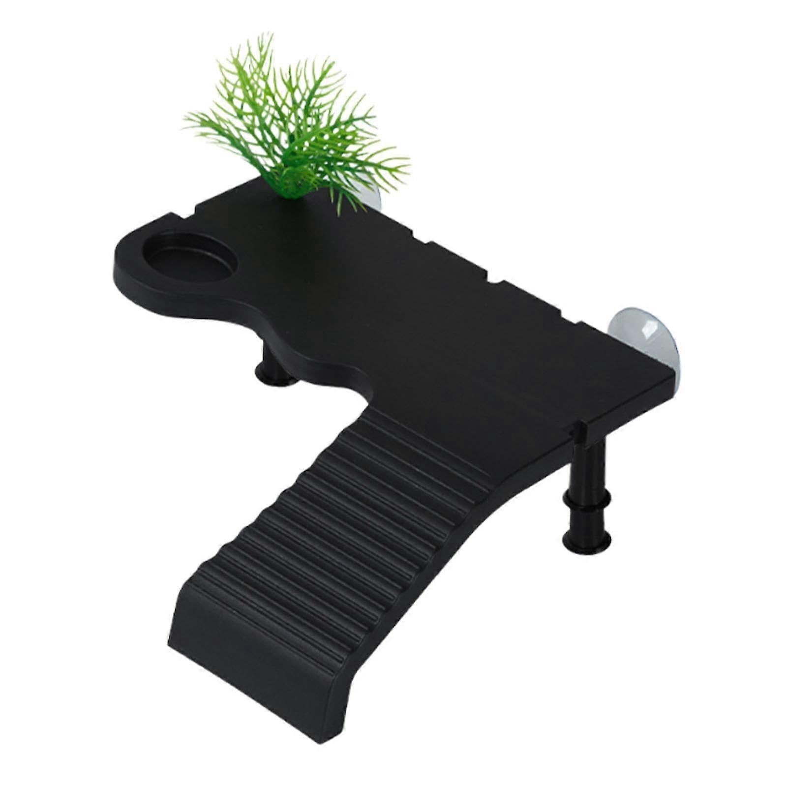 Turtle Basking Platform with Ramp and Suction Cups for Aquariums, Stable Dock with Feeding Area