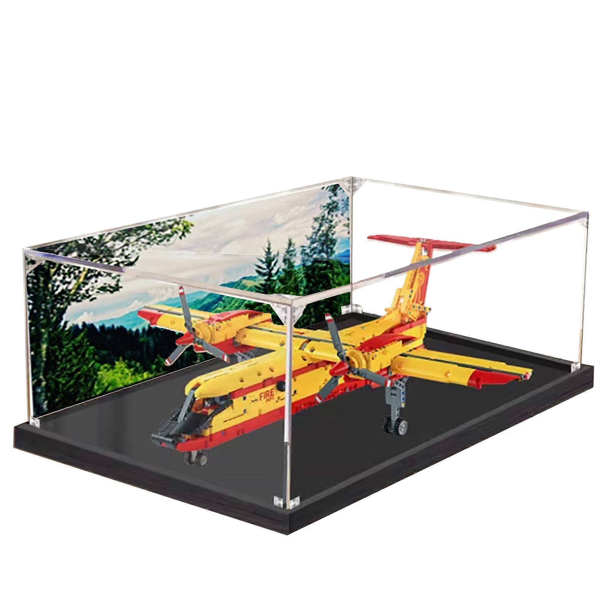 Acrylic Display Case for  42152 Aircraft Model, Dustproof Black Base Showcase with Clear View