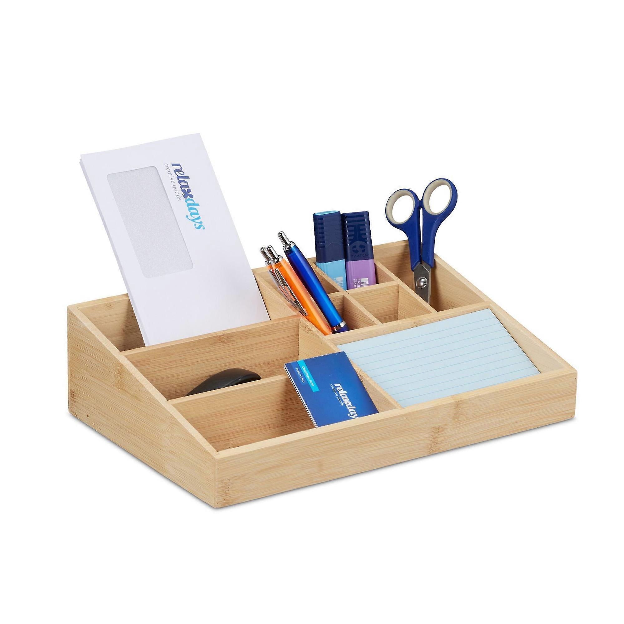 Bamboo desk organization 9 compartments