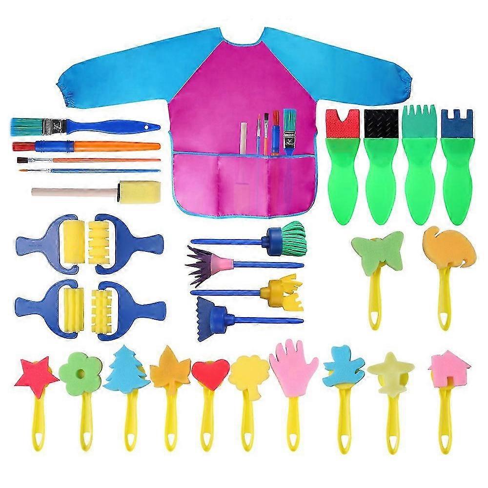 30PCS Kids Sponge Paint Brushes Drawing Tools Learning Set