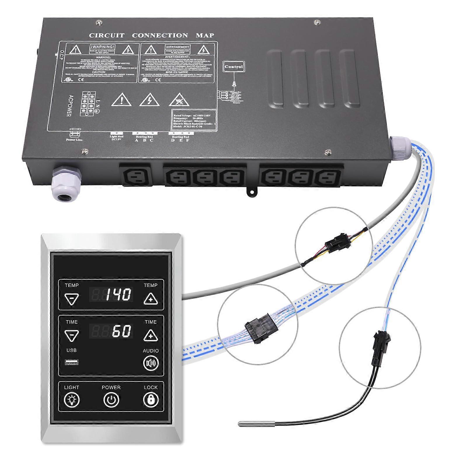 Infrared Sauna Control Box and LCD Control Panel, 220V Kit with Accurate Temperature Sensor