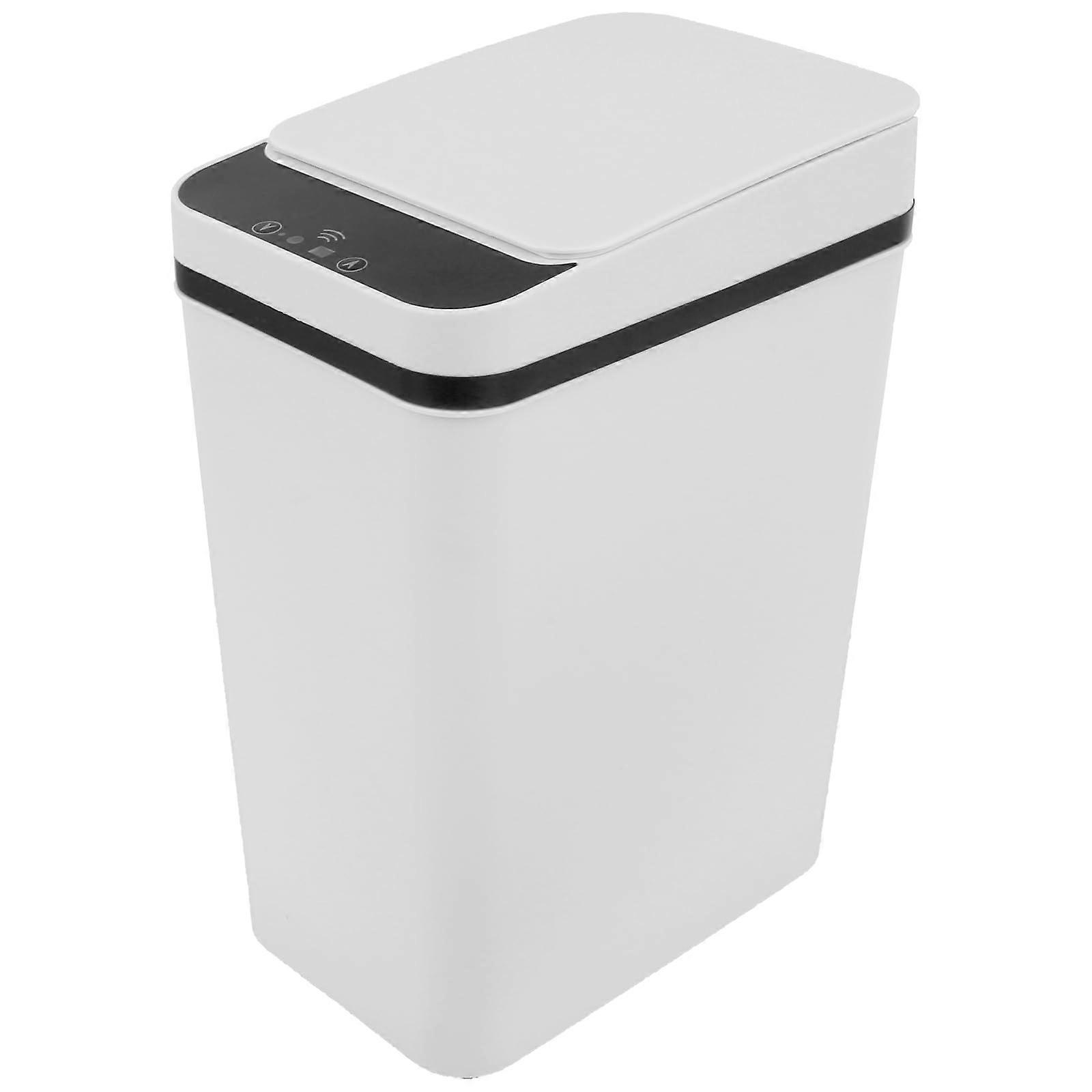 Touchless Trash Can with Lid, Smart Motion Sensor, White Automatic Garbage Bin for Home Kitchen