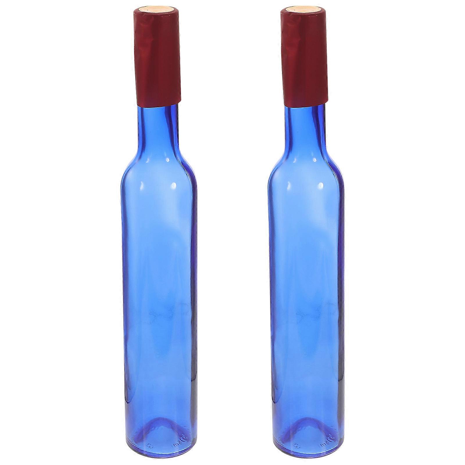 Glass Wine Bottles Blue Empty Wine Bottles for Storage 2Pcs Multipurpose Use