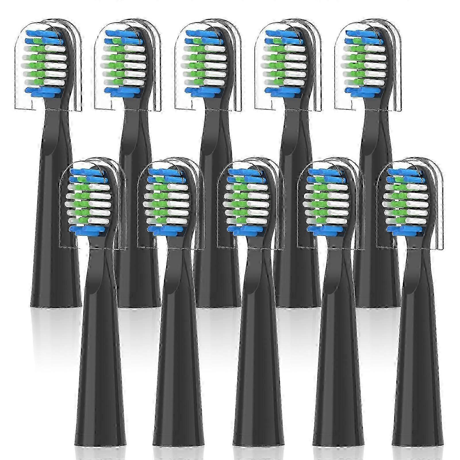 Bitvae D2 Electric Toothbrush Replacement Heads, Compatible, 10-Pack, Medium Size, Black