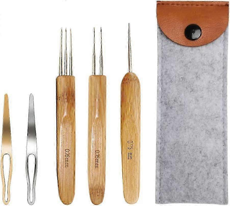 Dreadlocks Crochet Tools Set 6pc Bamboo Needles for Braiding