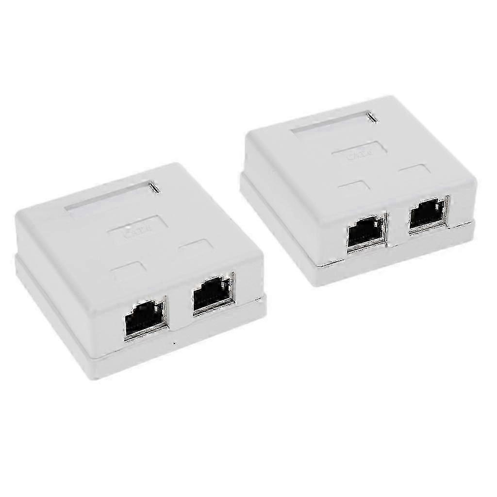2x Cat6 DOUBLE Port Surface Mount Outlet Box Face Plate Backbox Combo