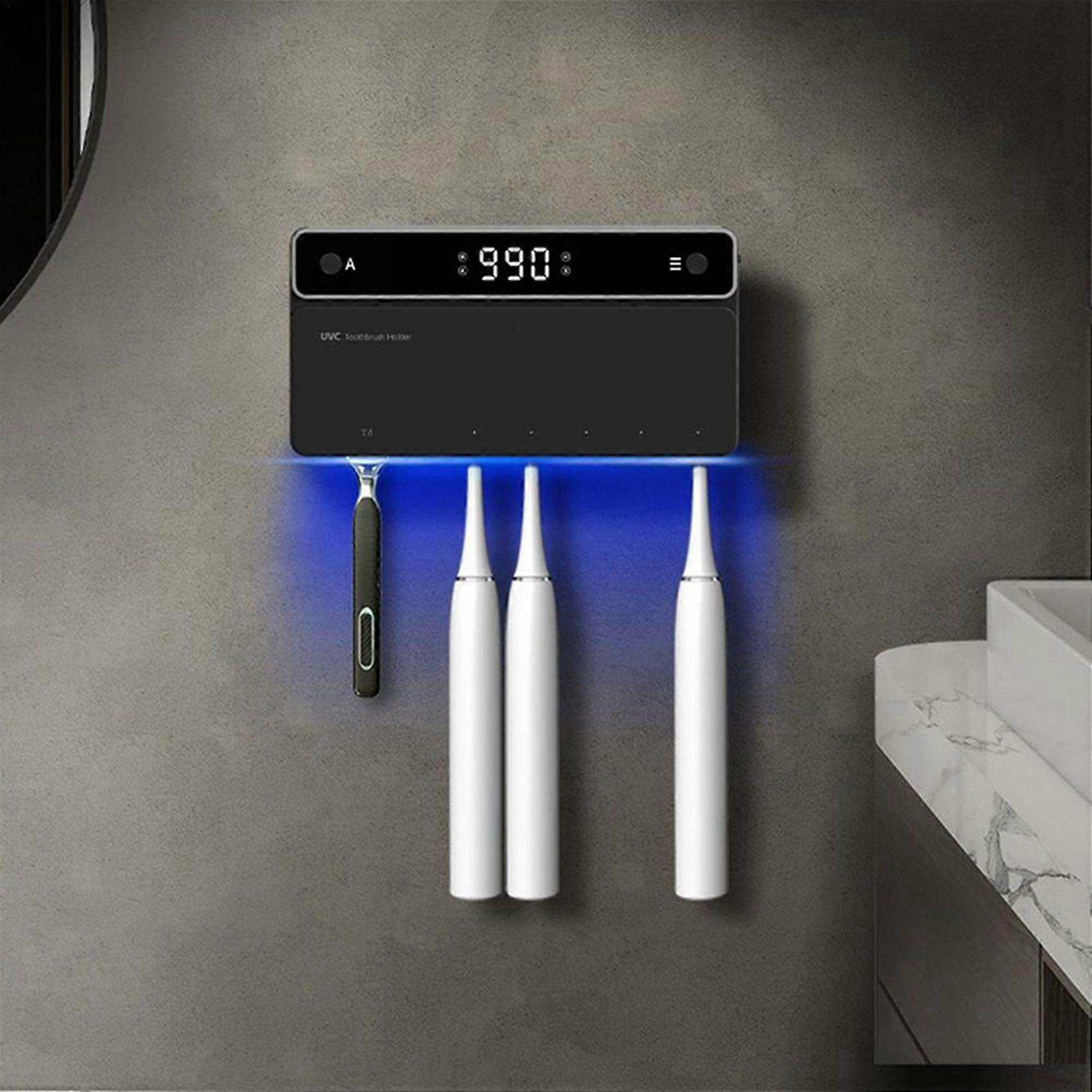 Toothbrush Holder, Timer Function, Rechargeable Cordless Wall-Mounted Bathroom White