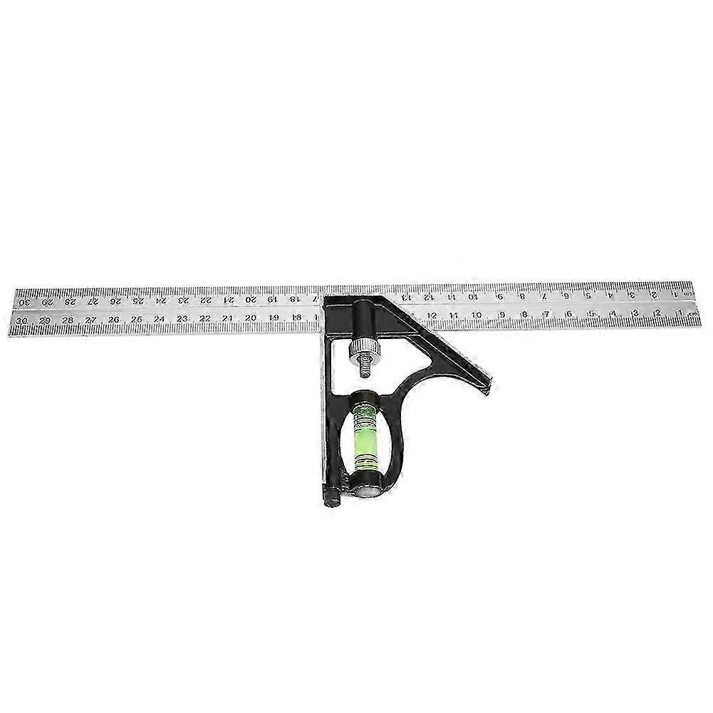 300mm Adjustable Combination Square Angle Ruler 45/90 Degree with Bubble Level