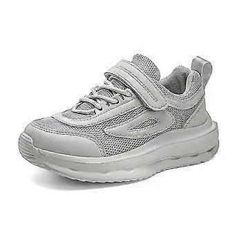 Peuterschoenen, ademende mesh, effen kleur, geweven sportschoenen voor jongens en meisjes, school- en vrijetijdsschoenen, peuterschoenen voor meisjes, maat 28, grijs