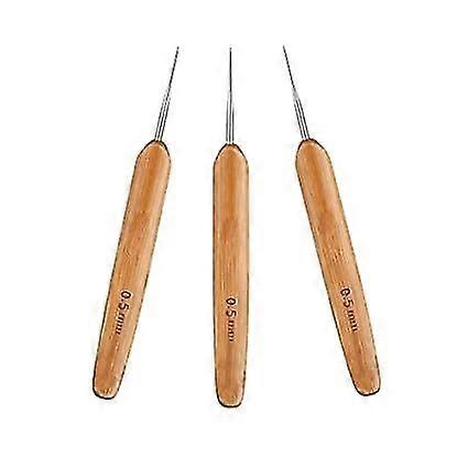 3pcs 0.5mm Dreadlock Crochet Needle Hook Bamboo Handle Hooks Tools Making