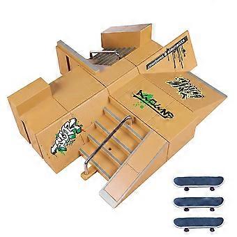 Gribebræt-skateparksæt, tilpasningspark med modulære rampedæk og mini-gribebrætter, miljøbeskyttende ABS-materiale til holdbar leg.