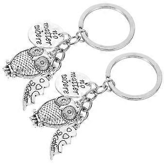 Silver Alloy Key Rings, 1 Pair For Mother, Key Holders, Bag Pendants