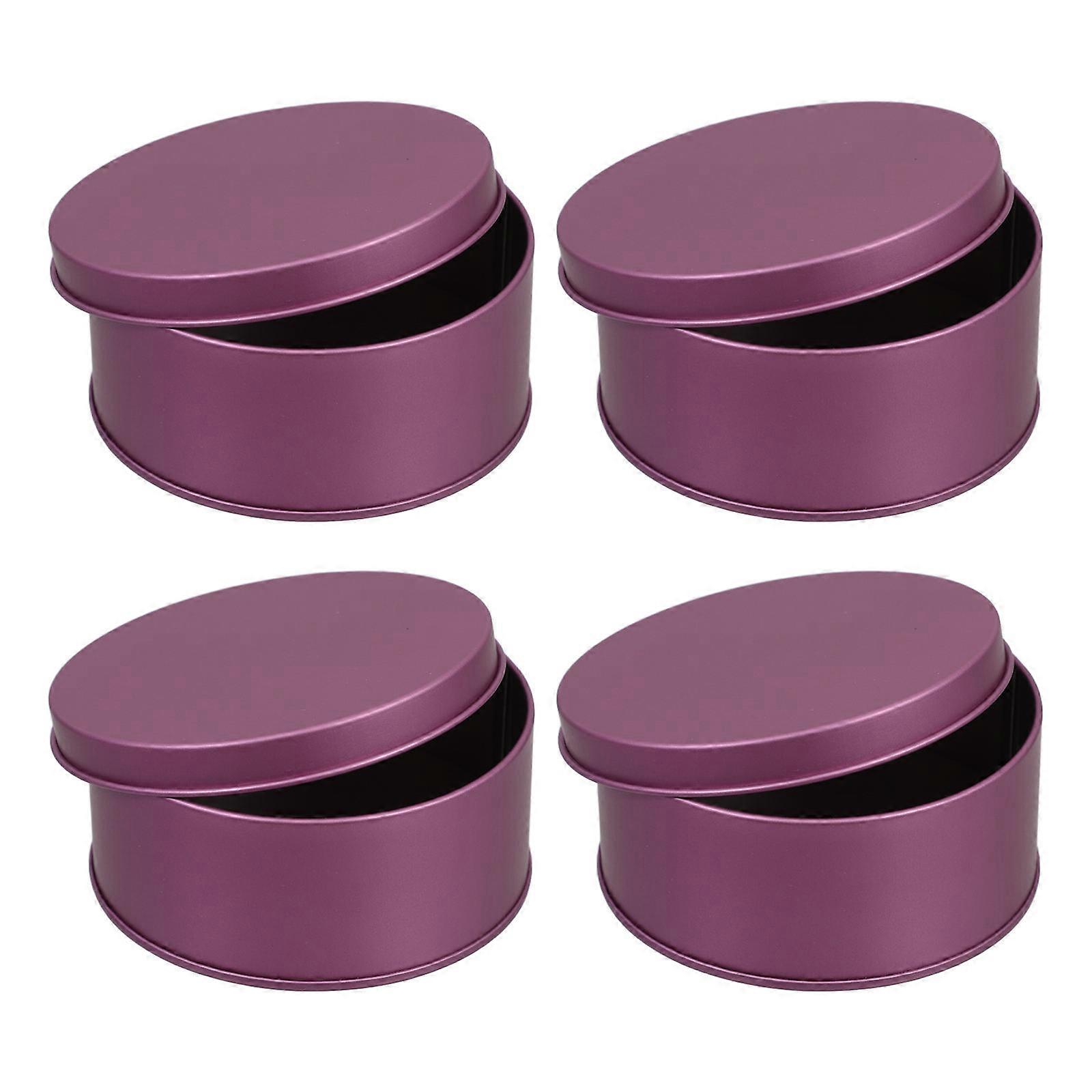 Violet Gift Packaging Box Large Round Tin Box for Cookie Storage 4Pcs
