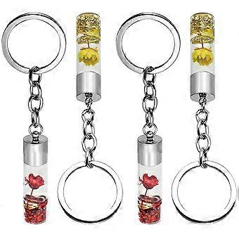 4pcs Dried Flower Keychain Creative Key Chains Decorative Key Rings Key Hanging Decor