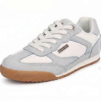Scarpe da ginnastica comode da donna Elle Sport Retro con lacci F7573 - Sintetiche azzurre - Taglia UK 8 - Taglia EU 41 - Taglia US 10