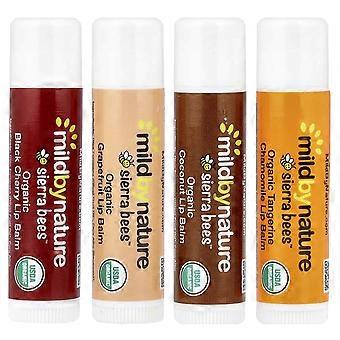 Mild By Nature, Sierra Bees™, Organic Lip Balms, Variety Pack, 4 Pack, 0.15 oz (4.25 g) Each, 4-Pack