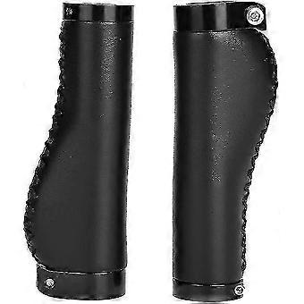 Bicycle Leather Grips Locking Grips compatible withMountain Bikes (brown, 1 Pair) (santanxing)